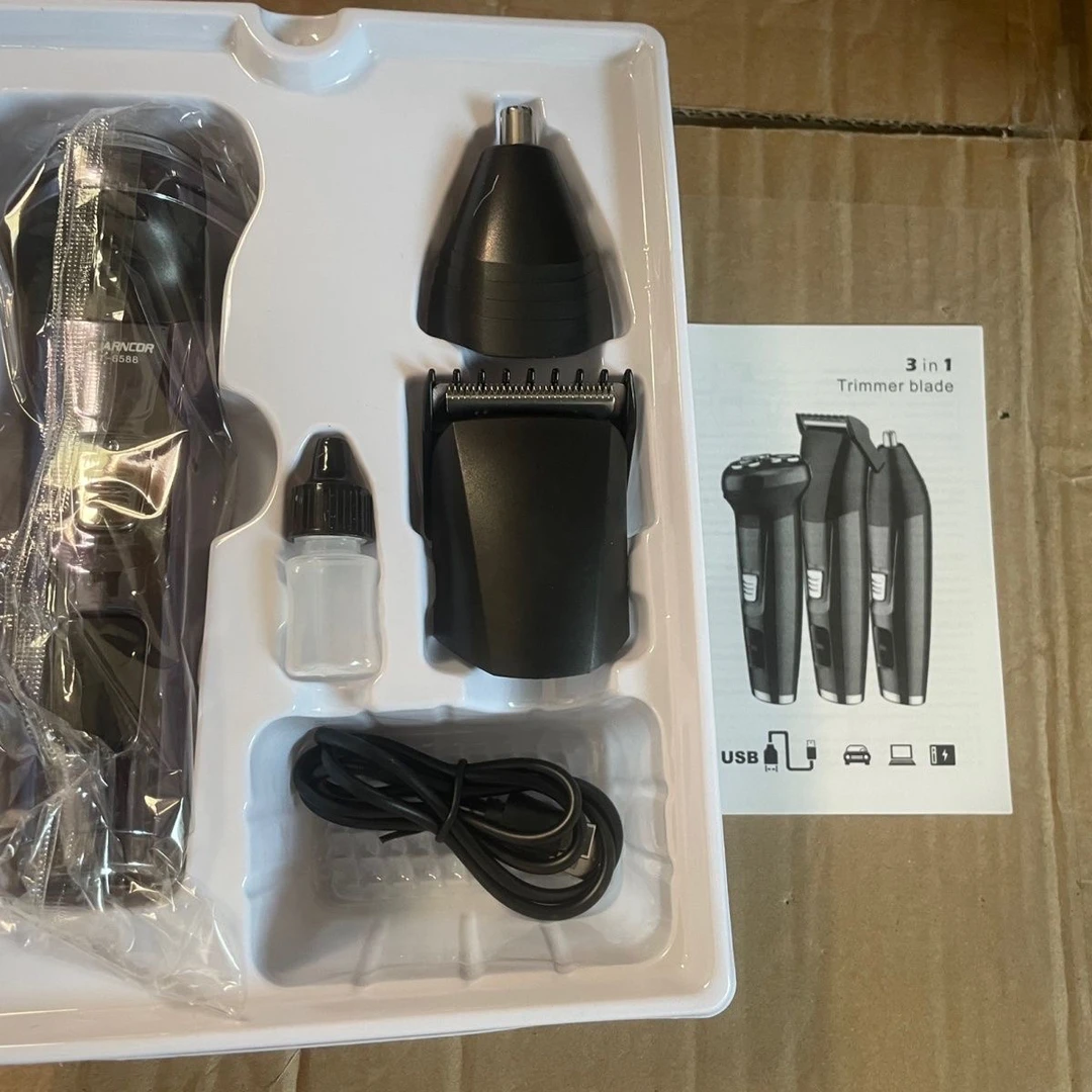 6588多功能三合一剃须刀浮动刀头USB充电接口配鼻毛器‘理发器