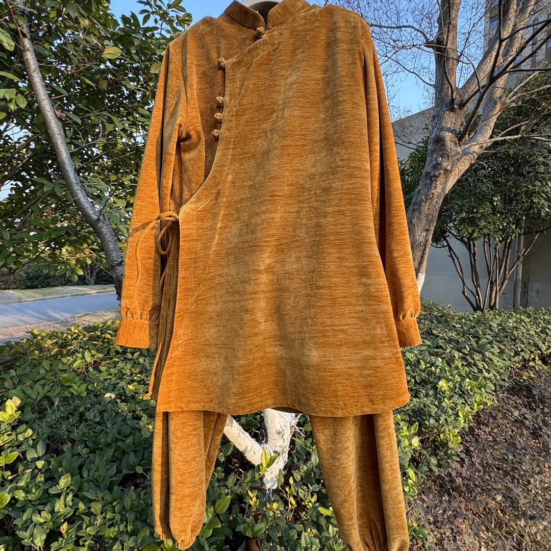 雪棉绒冬季太极服双面加绒保暖舒适柔软细腻中长款斜襟新中式拳服