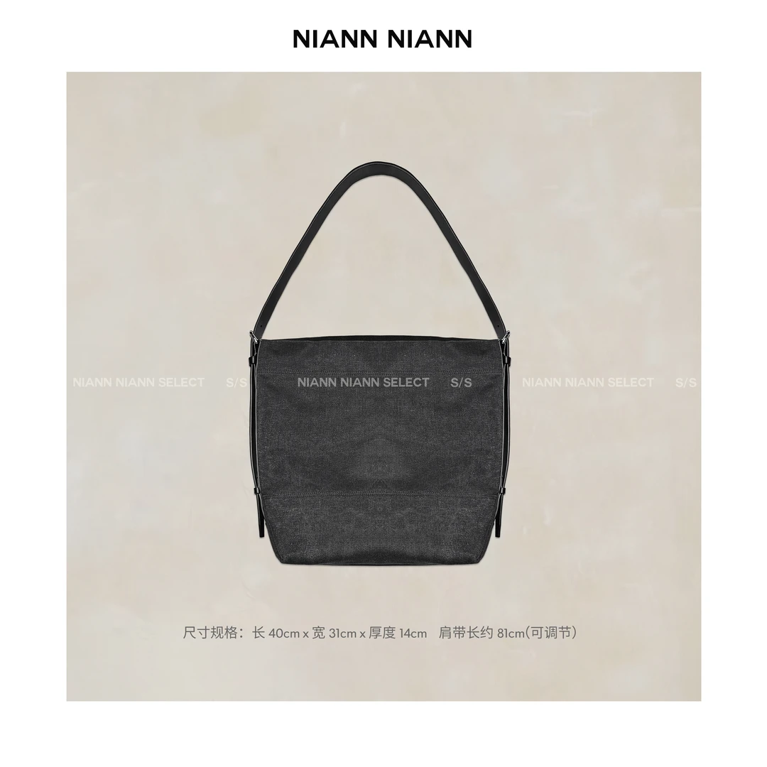 NiannNiann 新款小众高级感经典简约大容量帆布单肩包15449