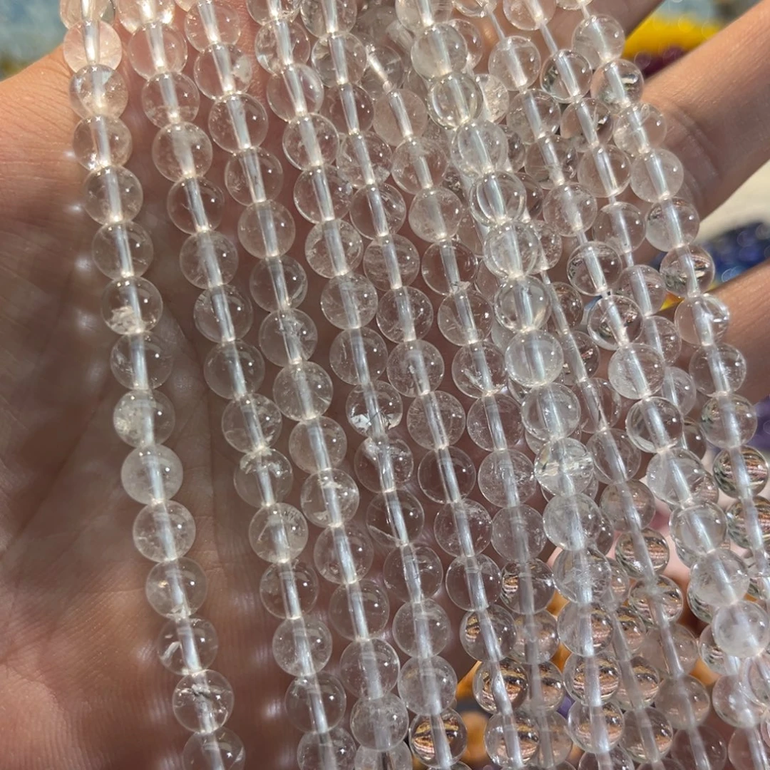 未镶嵌玛瑙/玉髓珠宝半成品白水晶一条6mm