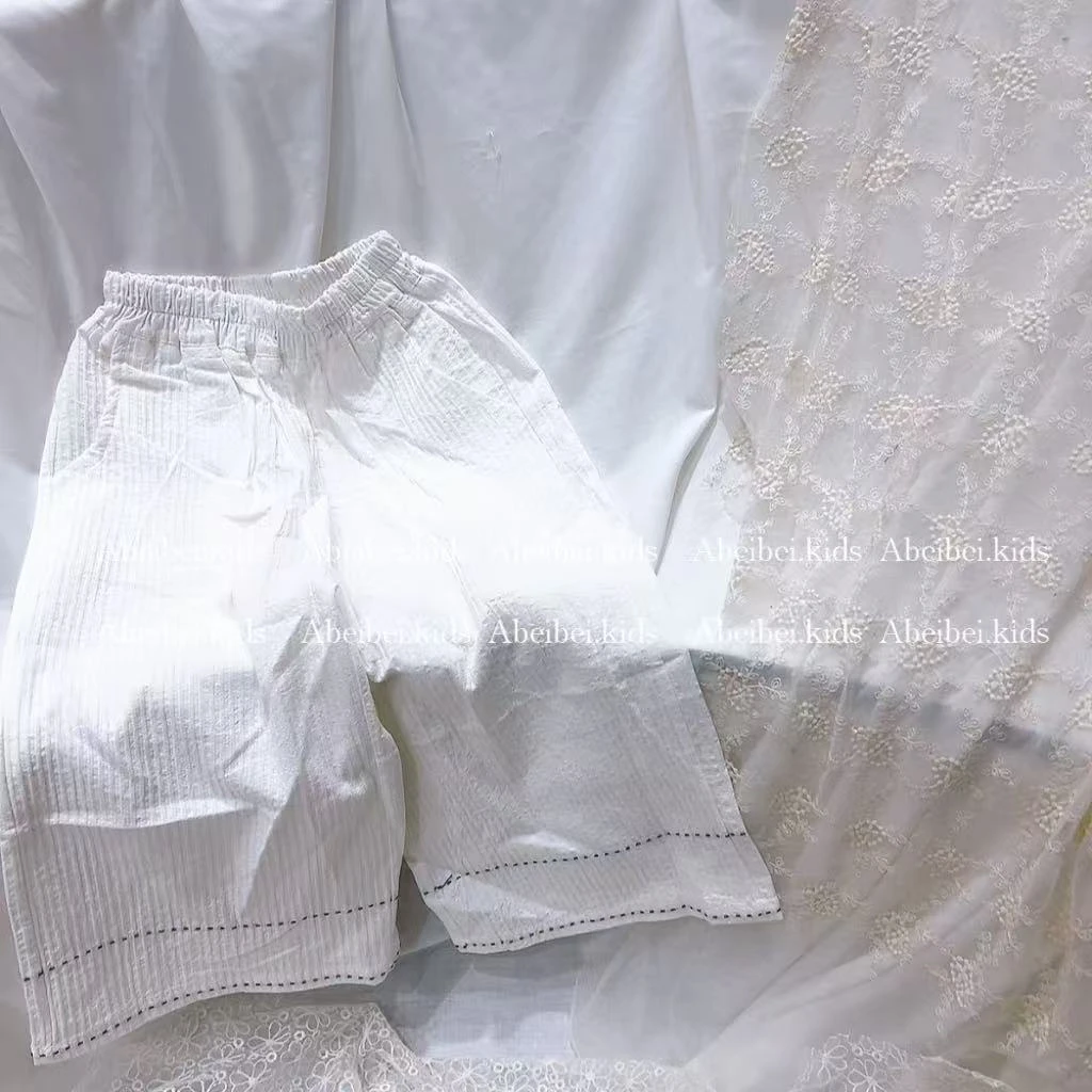 F9【可可米本白条纹肌理裤子】童装