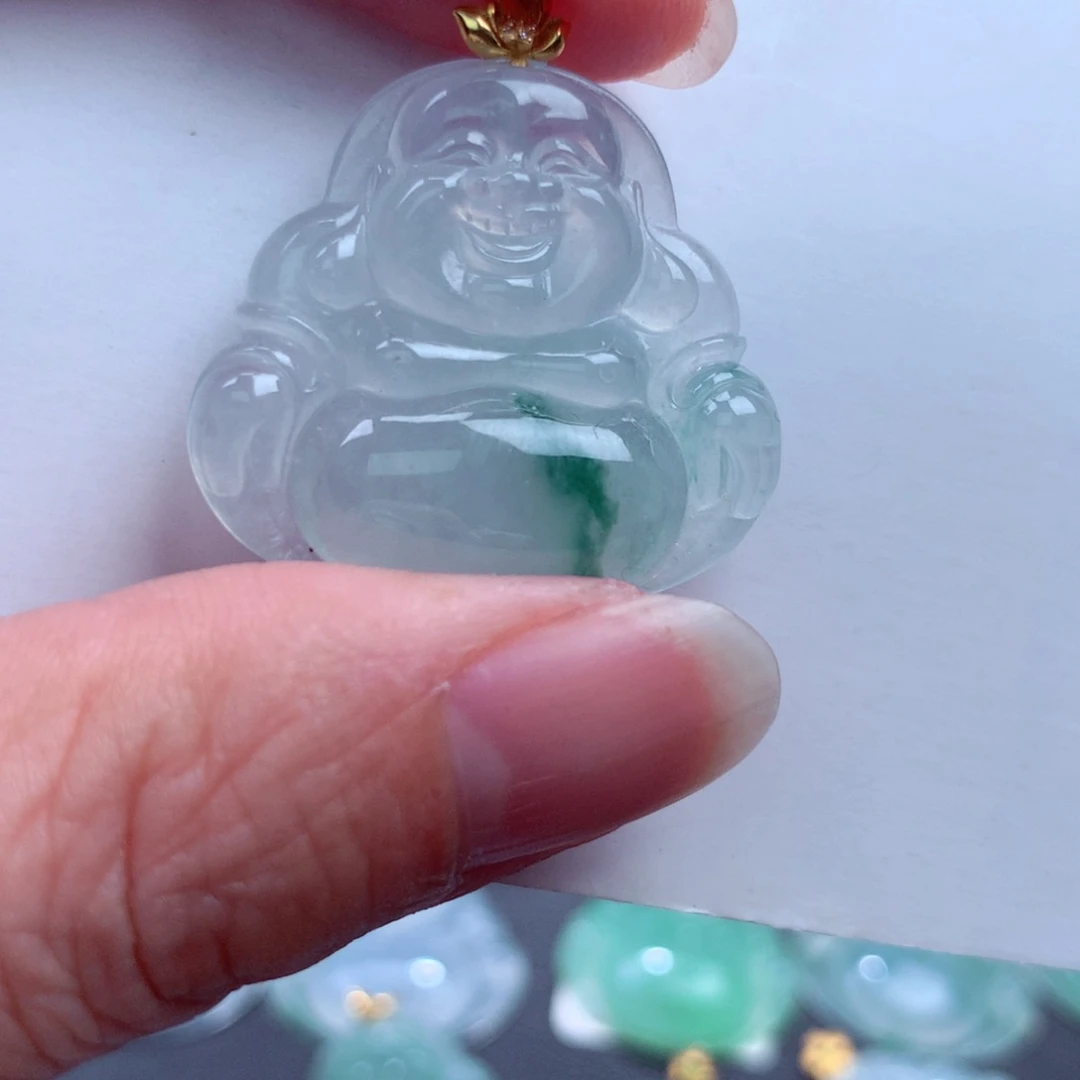 翡翠吊坠(不含链)18K金镶嵌