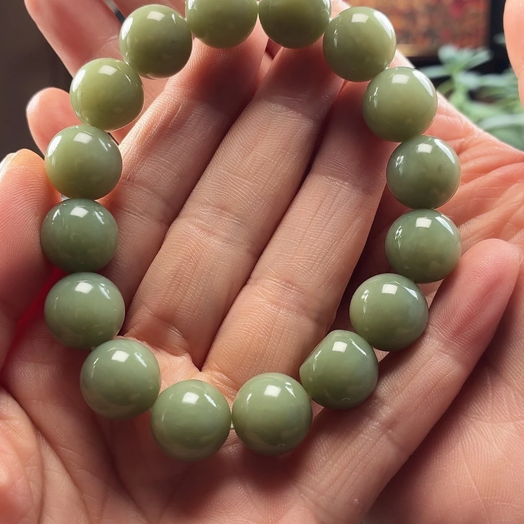 和田玉未镶嵌手链新疆和田玉沙枣青老14