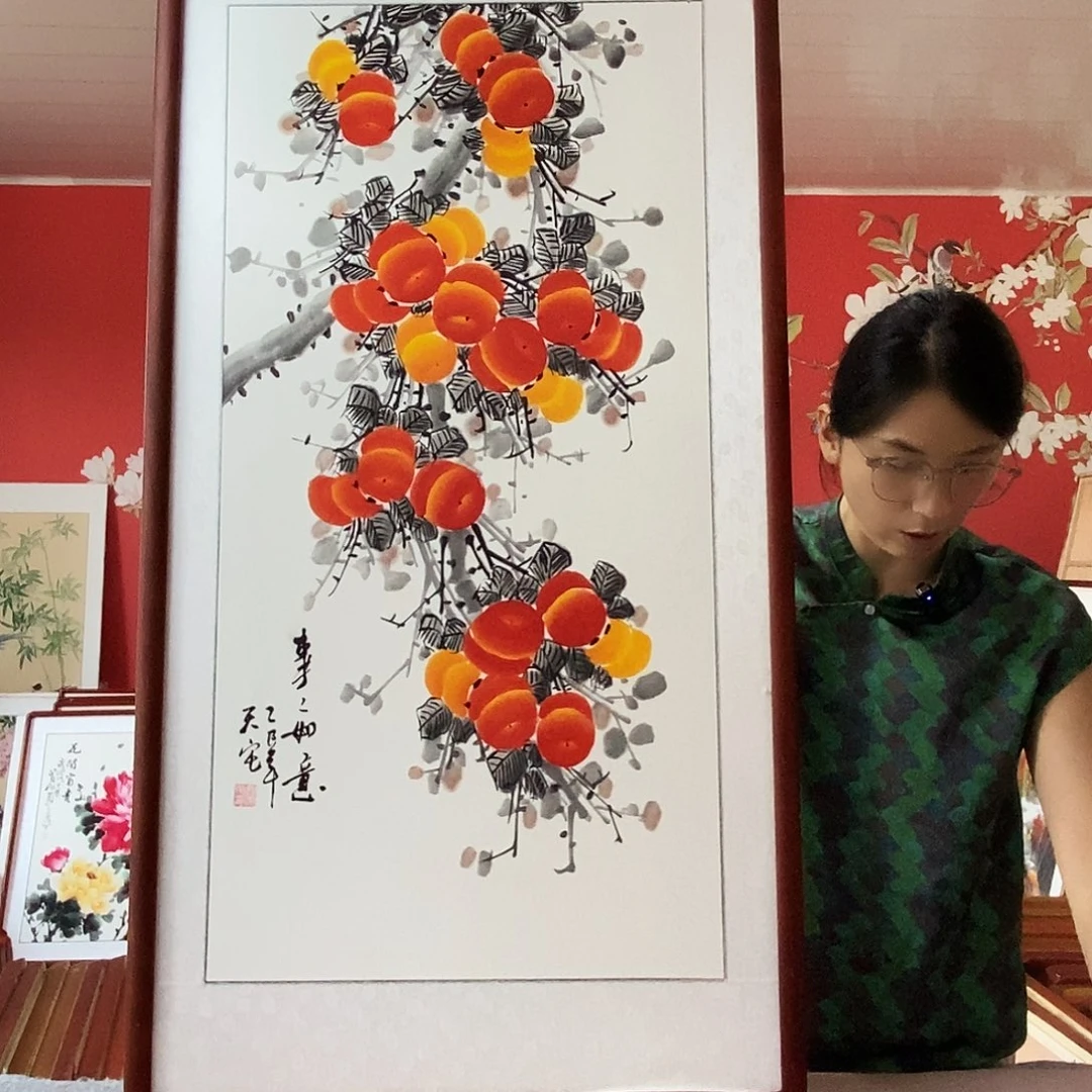 国画手写手绘带框包邮62✖️122国画作品
