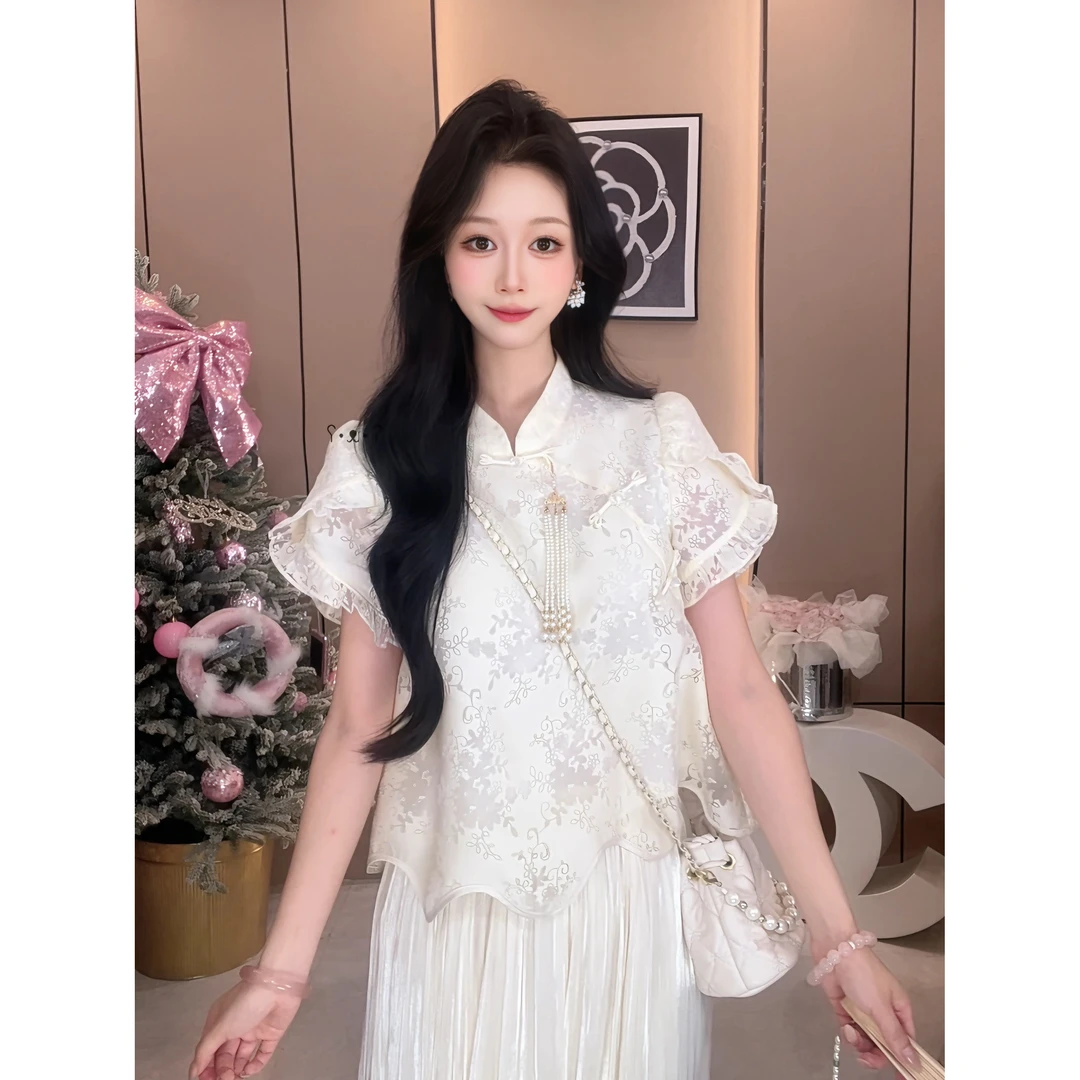 【初羽】2025夏季新款高级感时尚气质百搭国风衬衫上衣女宽松显瘦