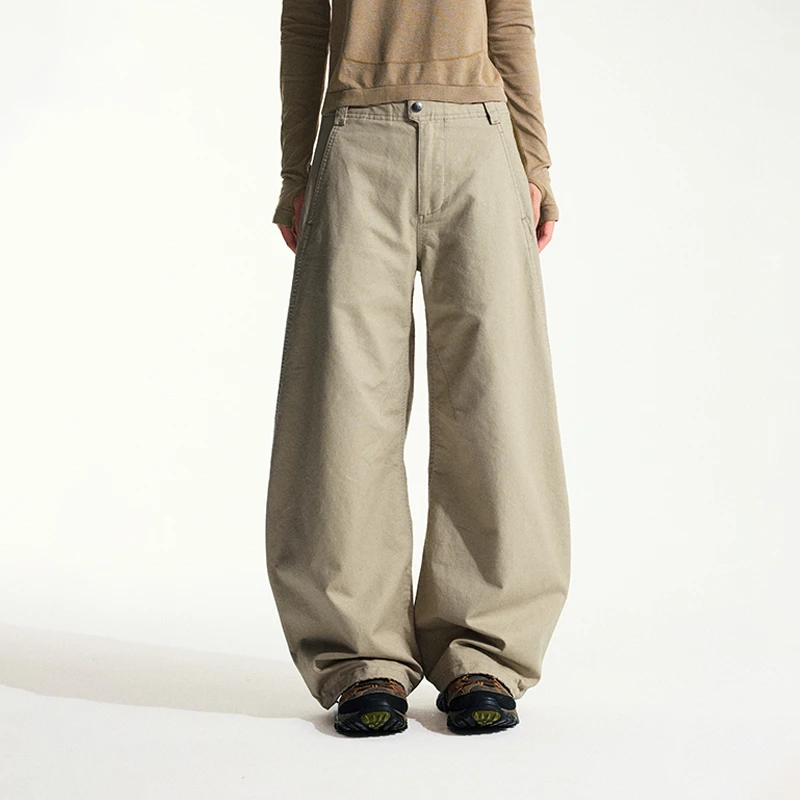 NothommeBLUE蓝岐弯刀直筒阔腿裤休闲潮流可调节束脚低腰工装裤女