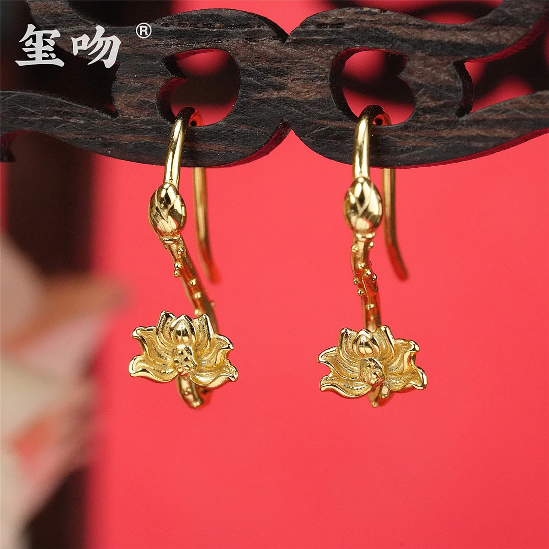 925银耳饰 【玺吻】s925银 好事连连 莲花耳饰