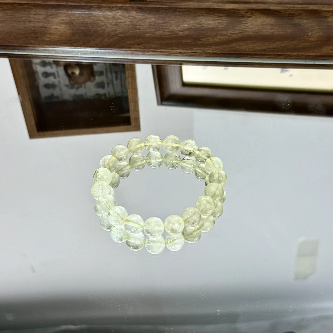 天然黄水晶柠檬晶手串9-10mm 简约款素串单圈设计