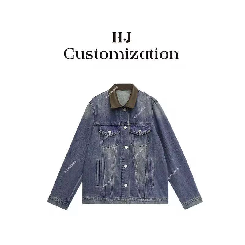 【 H·J 】“克鲁街区”美式拼色复古翻领牛仔外套5080