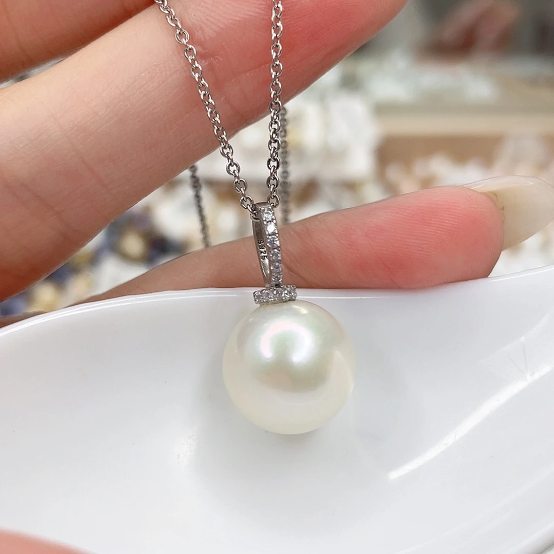 淡水珍珠银S925镶嵌吊坠(赠链)