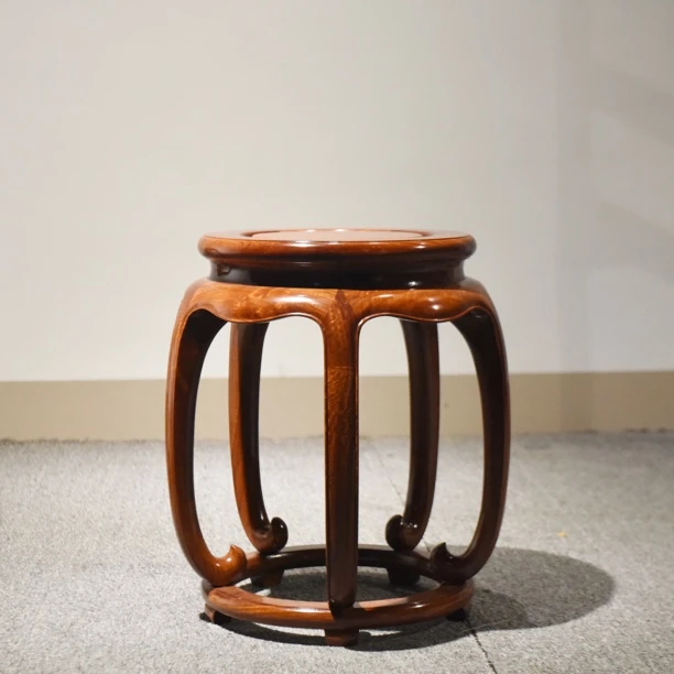 缅花（大果紫檀）五足鼓凳