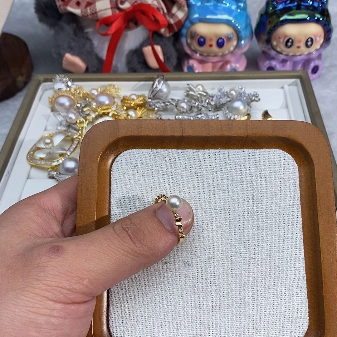 戒指银S925镶嵌海水珍珠