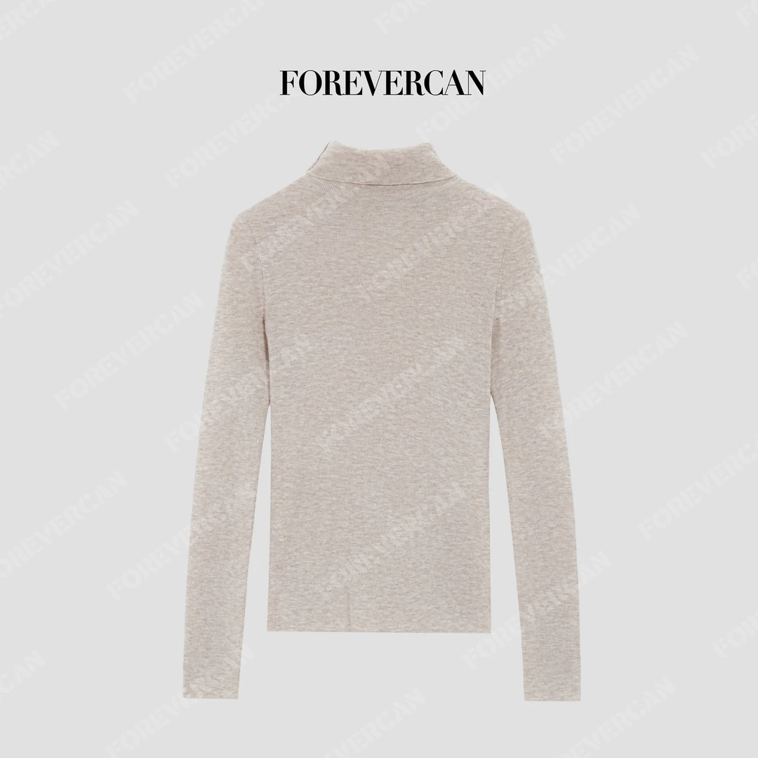 FOREVERCAN“上头打底”超细绵羊毛高领修身花纱针织打底毛衣MY4766