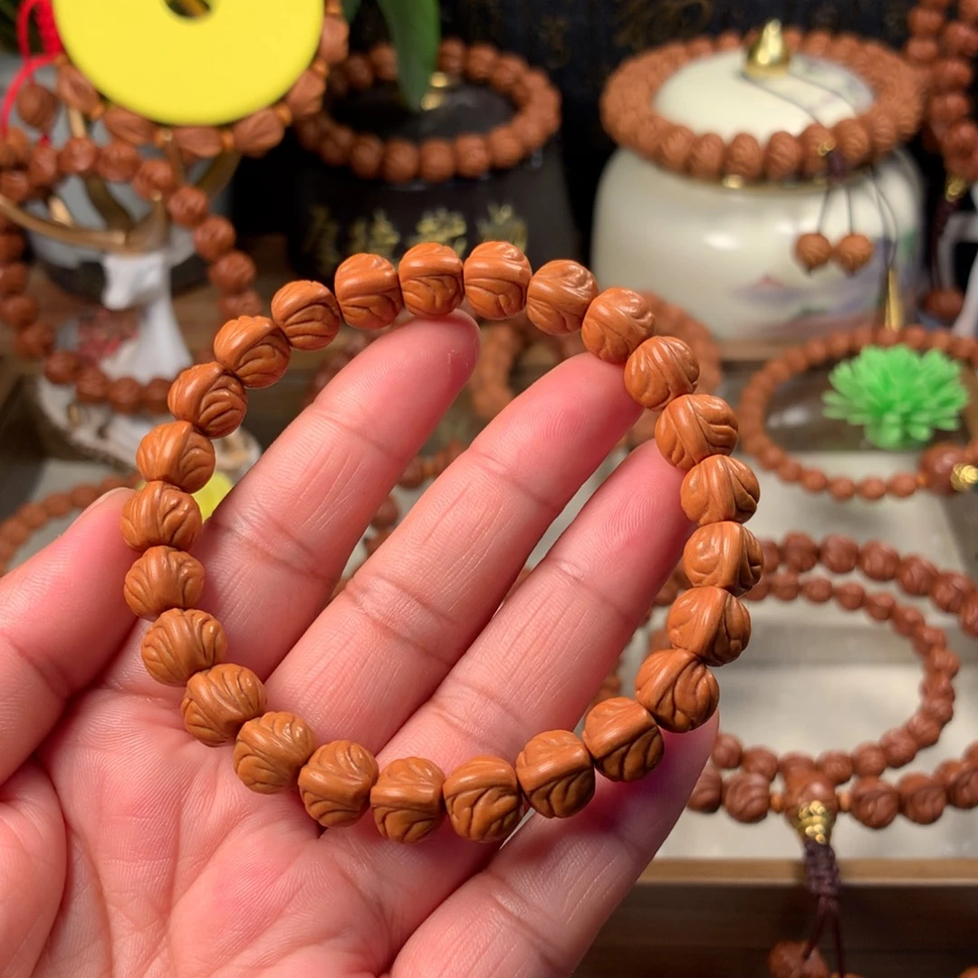 链***客桃核吊坠金玉龙手串08