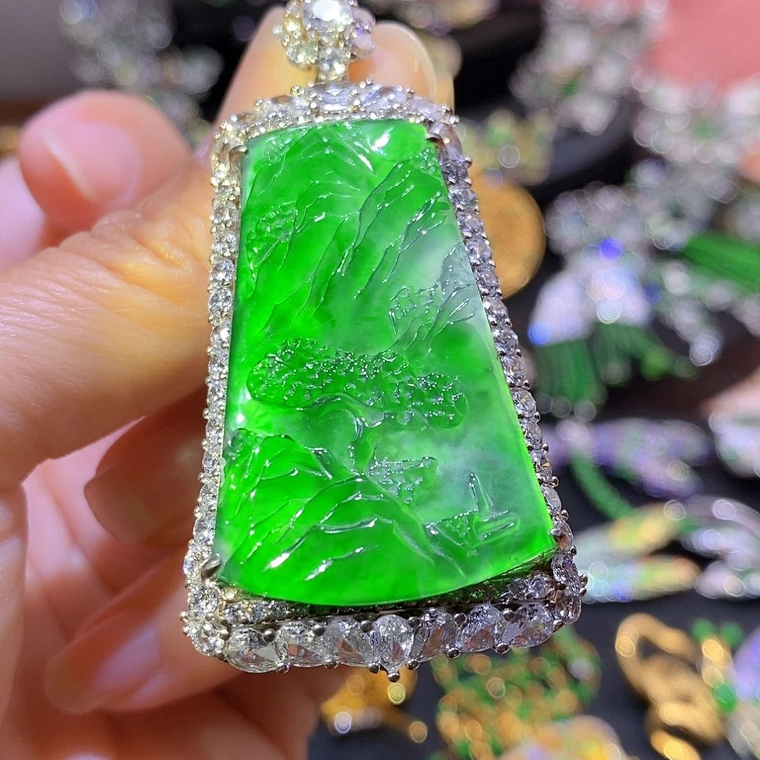 银S925镶嵌挂件翡翠