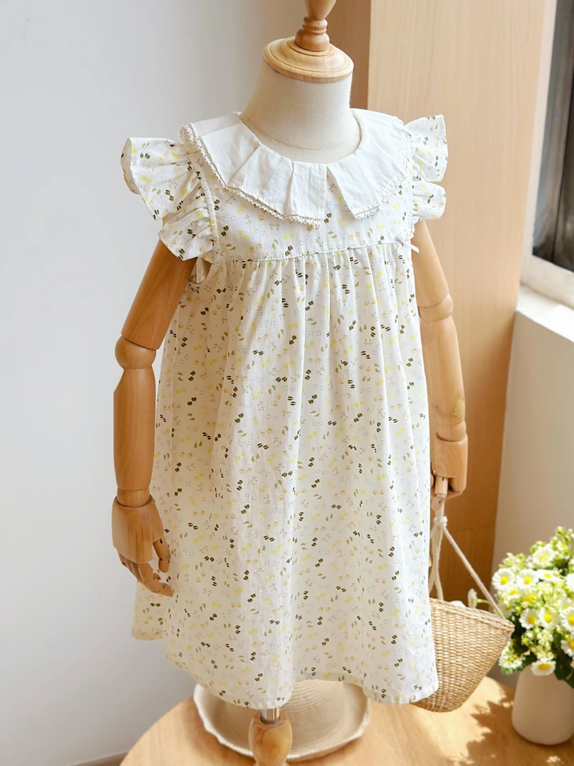 (RAINBOW25年夏)儿童翻领飞袖碎花连衣裙R7005