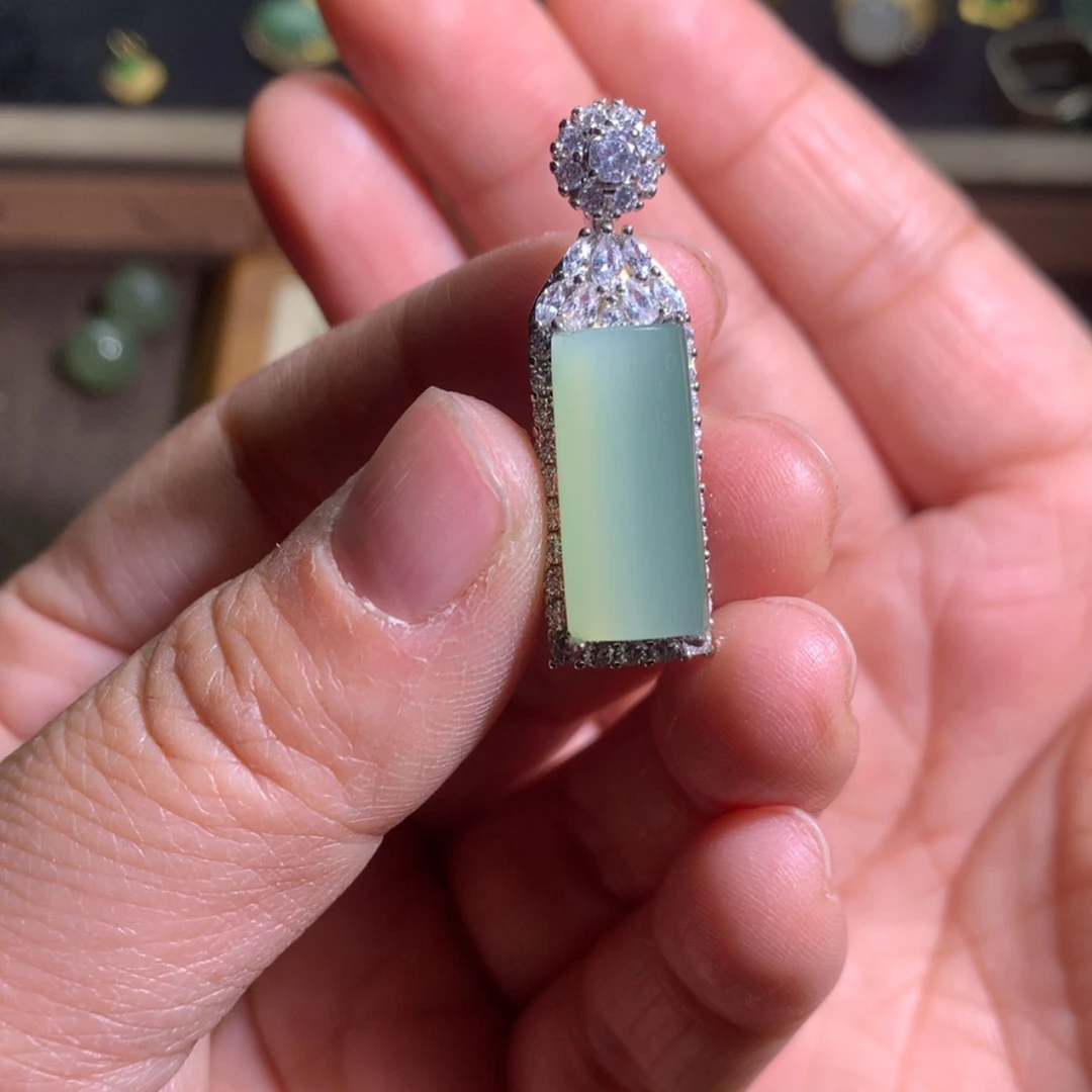 【闪购商品】银S925镶嵌和田玉珠宝半成品