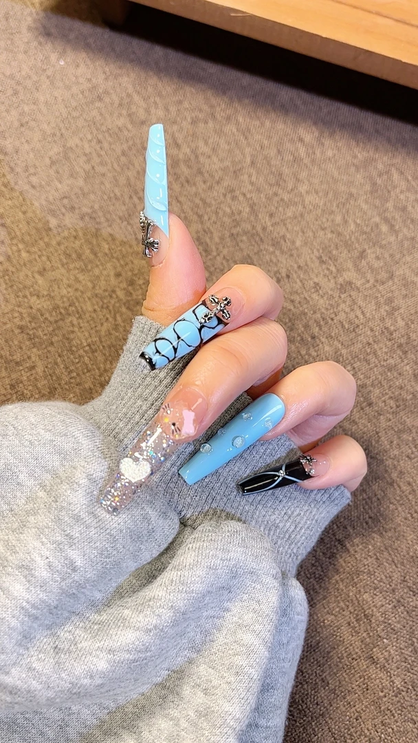 【蓝鲸】ins风小众辣妹手绘纯手工穿戴甲