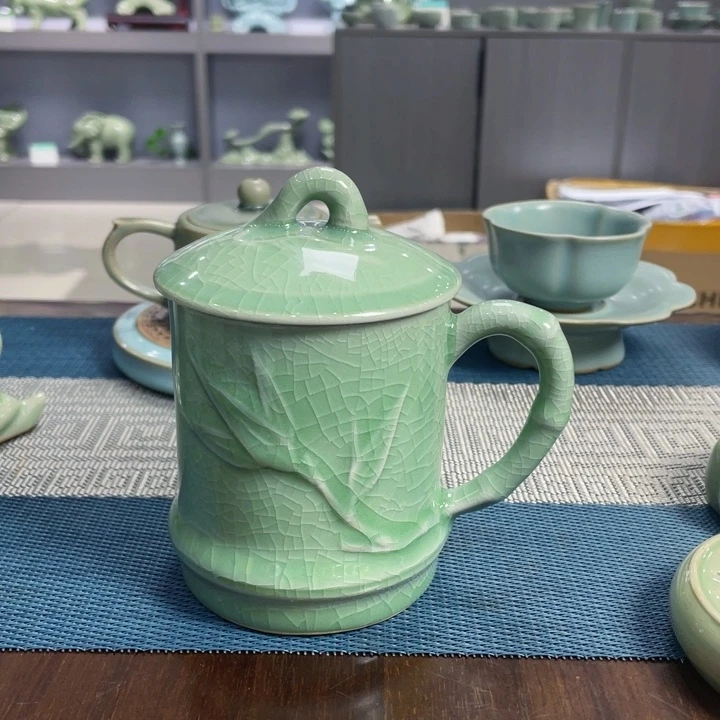 原矿地原矿釉竹节杯办公杯