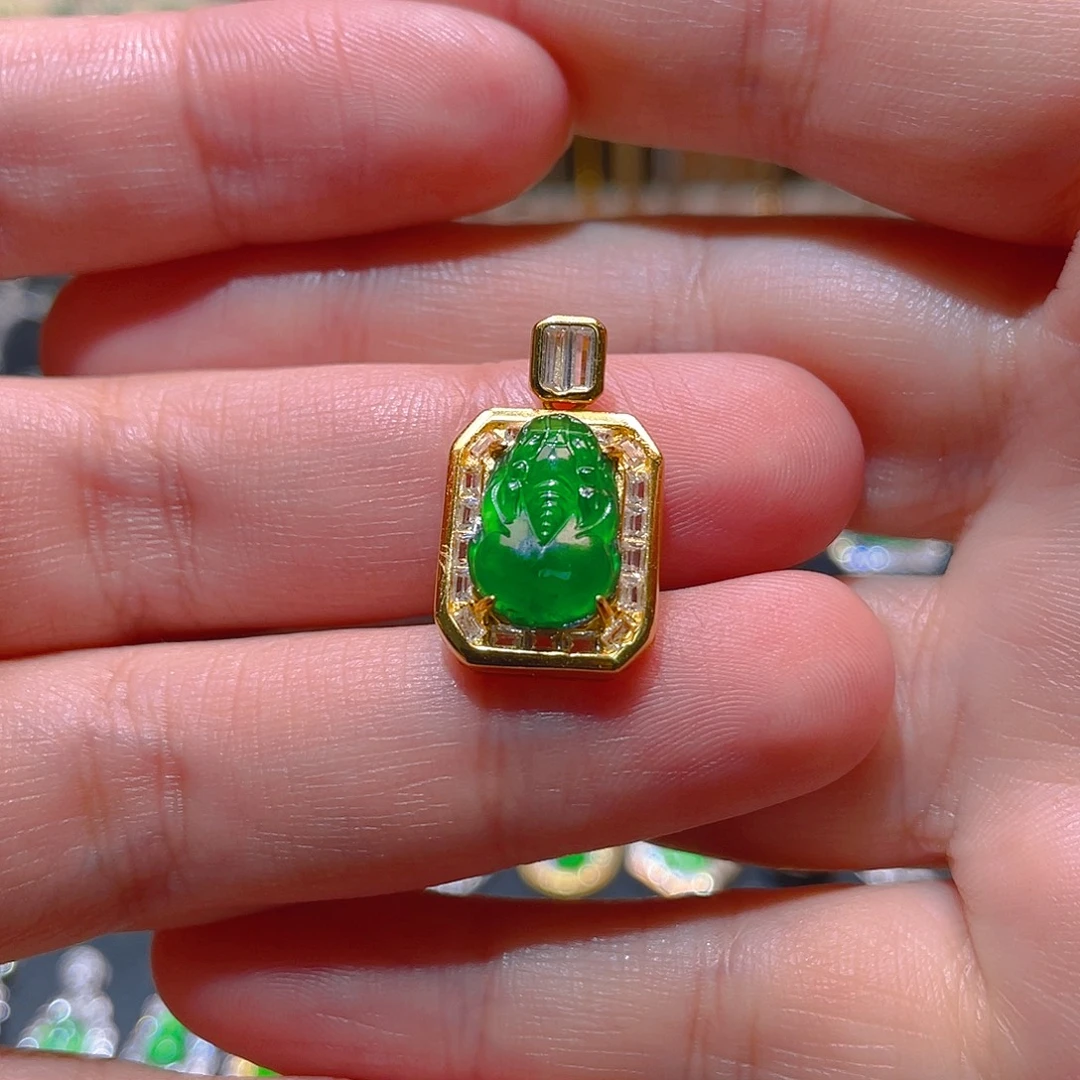 翡翠银S925镶嵌吊坠(不含链)