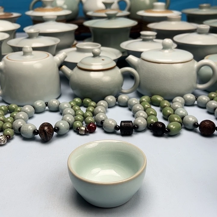 杯天青釉压手杯原矿原釉原产地