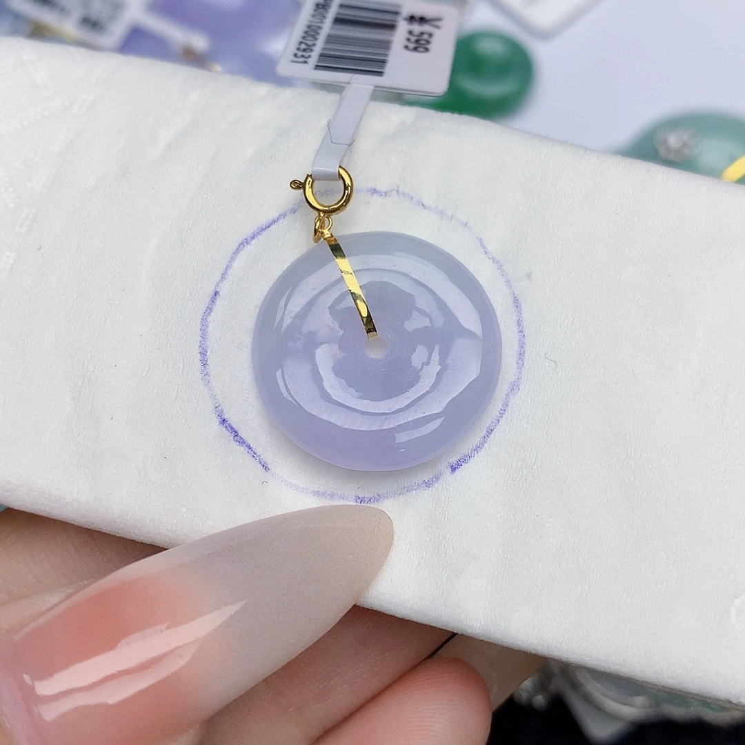 翡翠18K金镶嵌颈饰天然缅甸翡翠a货百元以上9元证书费自理