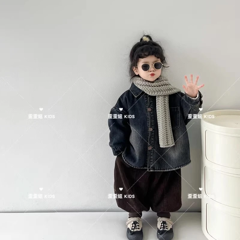 【歪歪妞童装】0517儿童复古森系洋气休闲宽松加绒加厚衬衫外套