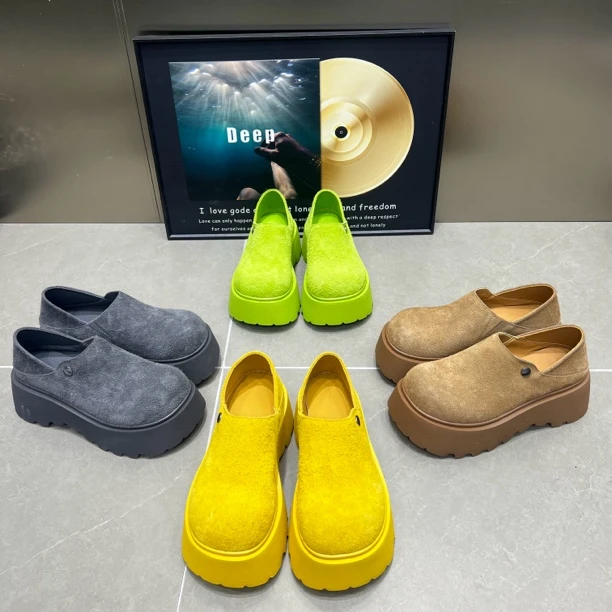 主播推荐2025年（一鞋两穿）115-1磨砂皮厚底勃肯鞋两穿休闲乐福鞋