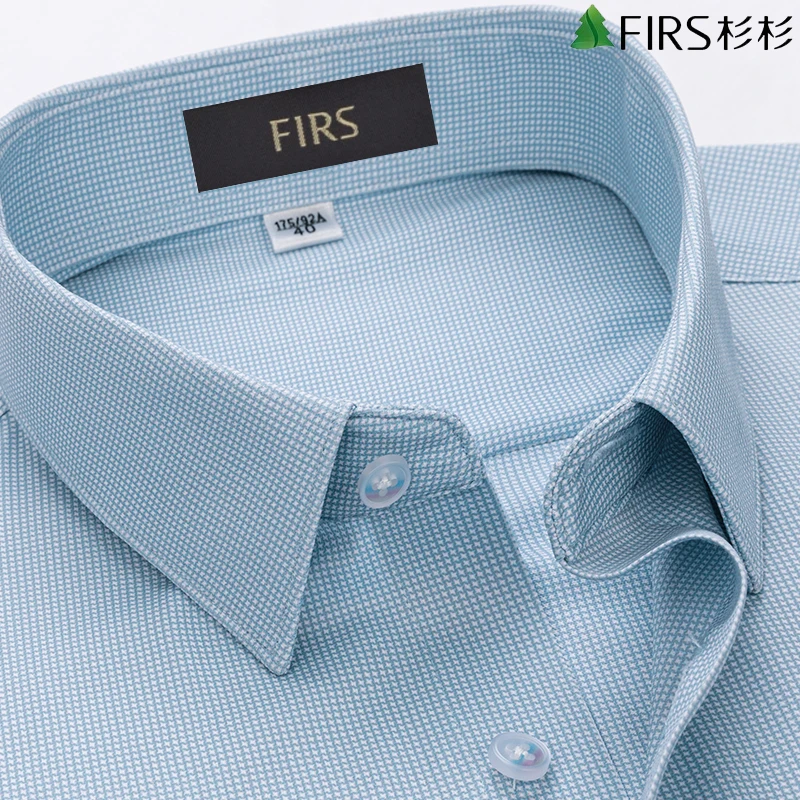杉杉新款爆款针织千鸟格衬衫男款长袖商务免烫抗皱中青年男士衬衣