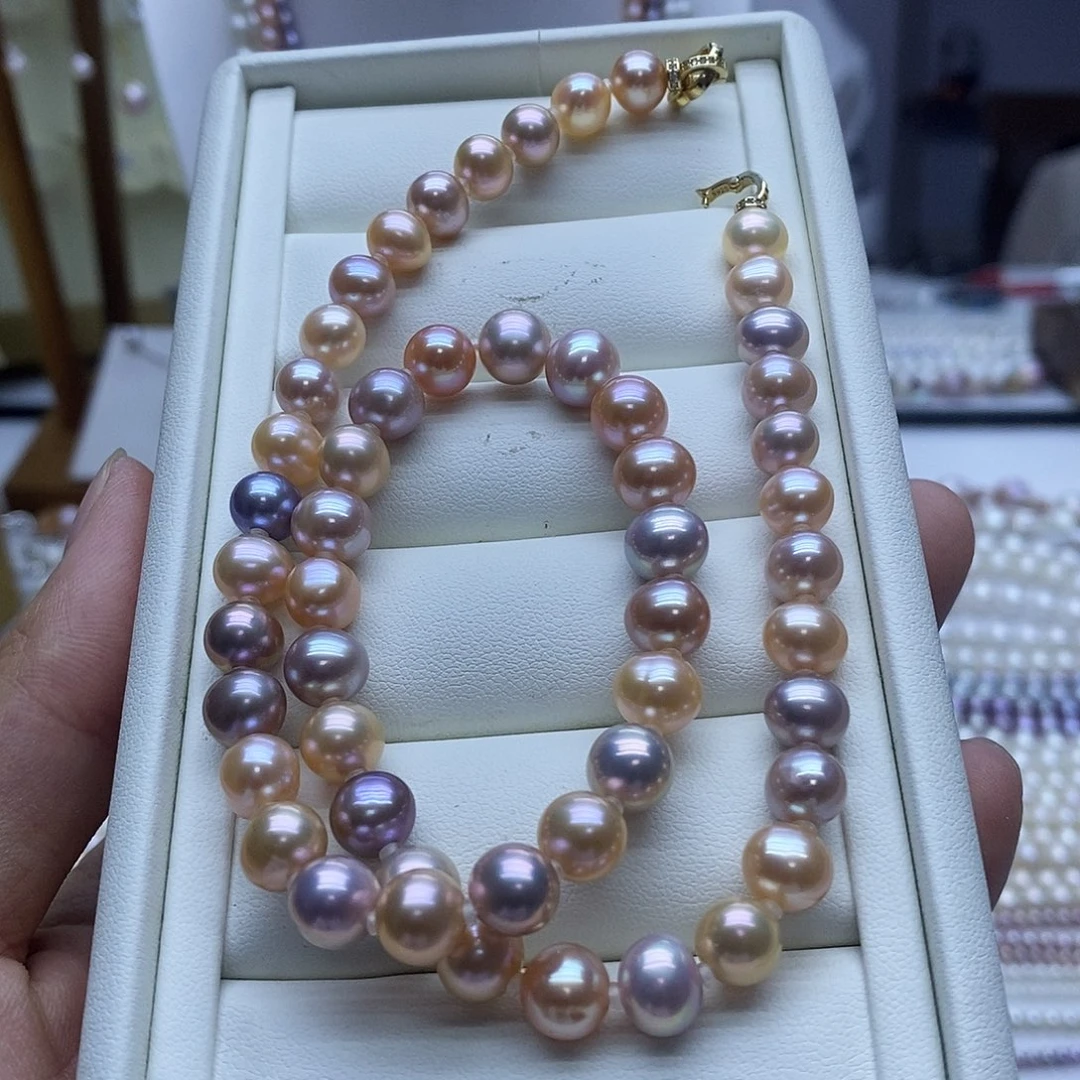 项链银S925镶嵌淡水珍珠