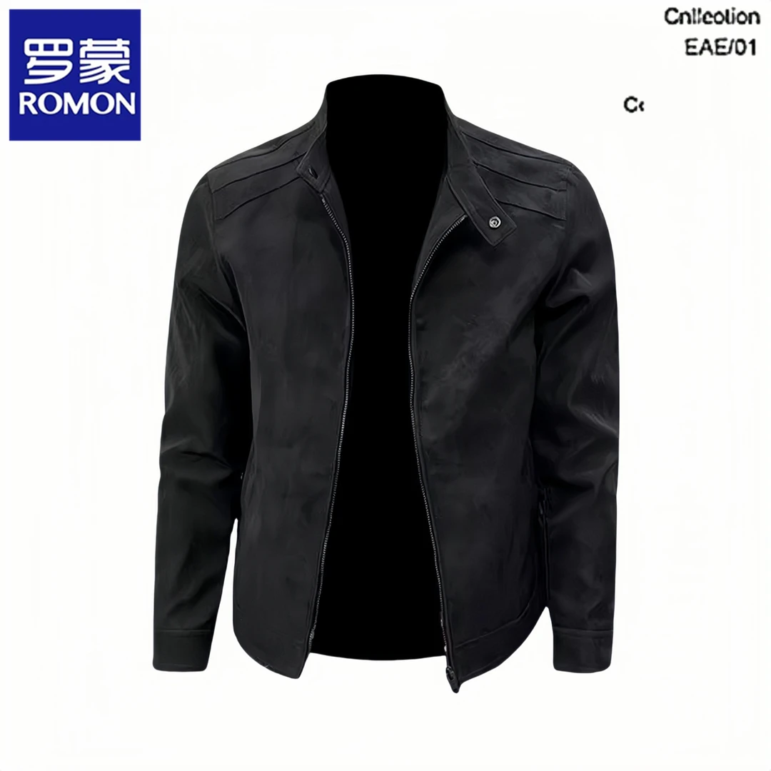 罗蒙男士新款高级感外套春秋季帅气商务休闲机车服工装夹克百搭潮