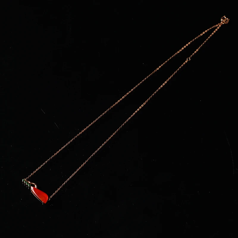 名玉艺术【赤玉芳华】天然缅甸翡翠 18K金镶嵌 冰种红翡 翡翠项链