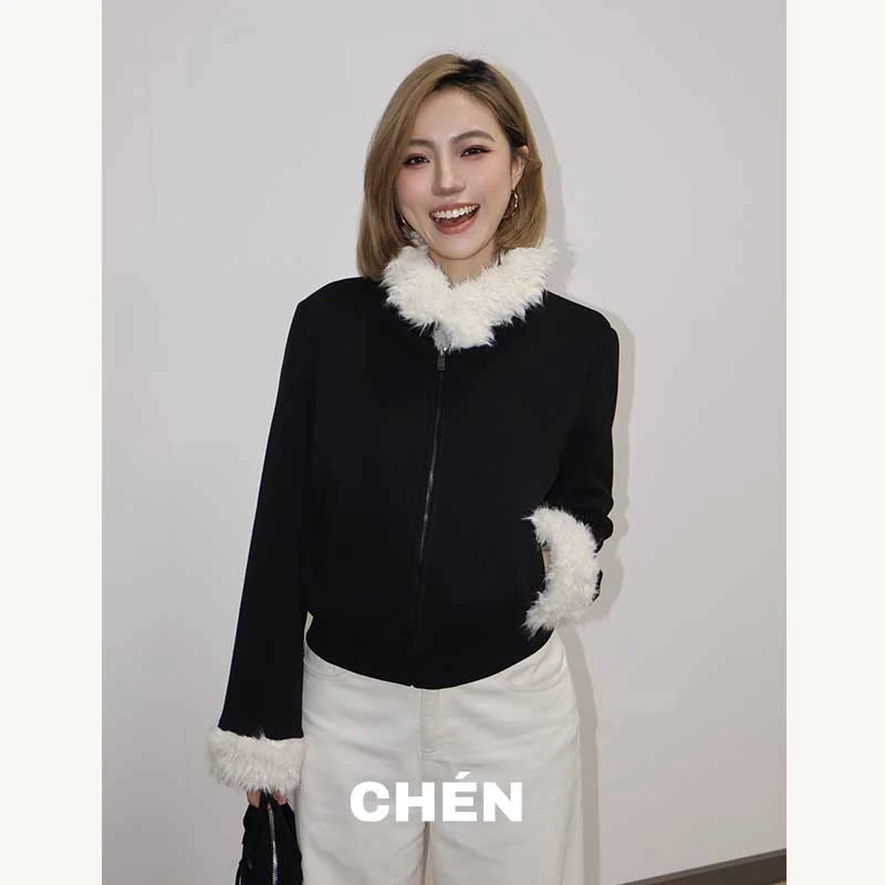 【自来卷】晨总自制休闲百搭加绒保暖显瘦秋冬短款外套女