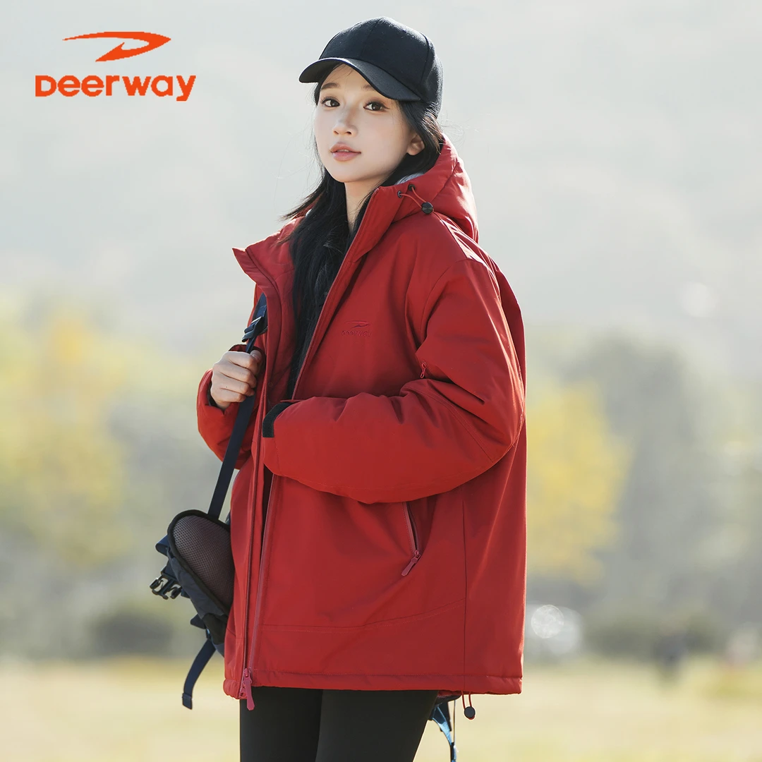 Deerway/德尔惠冬季加厚压棉冲锋棉衣分格式锁棉保暖锁温休闲外套