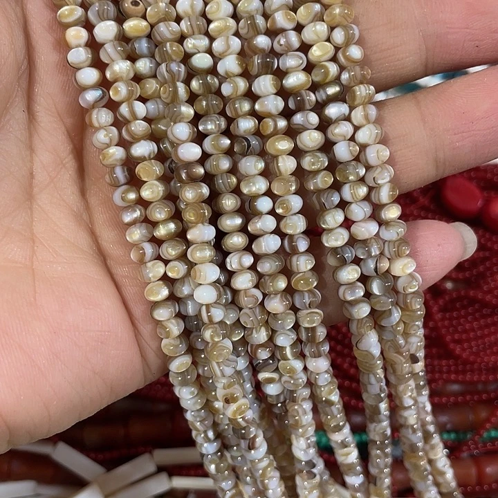 玛瑙/玉髓合金珠宝半成品5mm天然蚕丝贝算盘