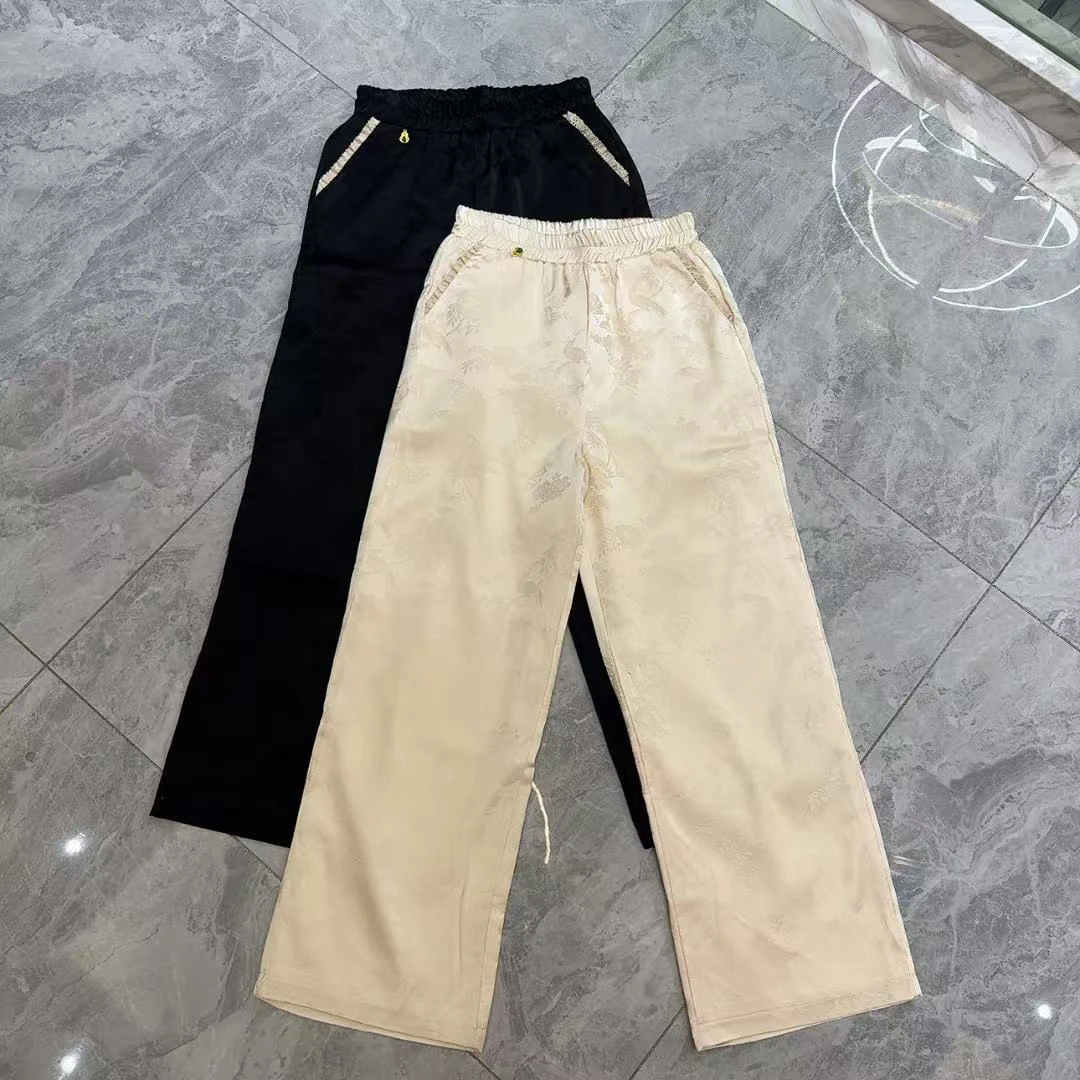 国风提花阔腿春款裤子3281