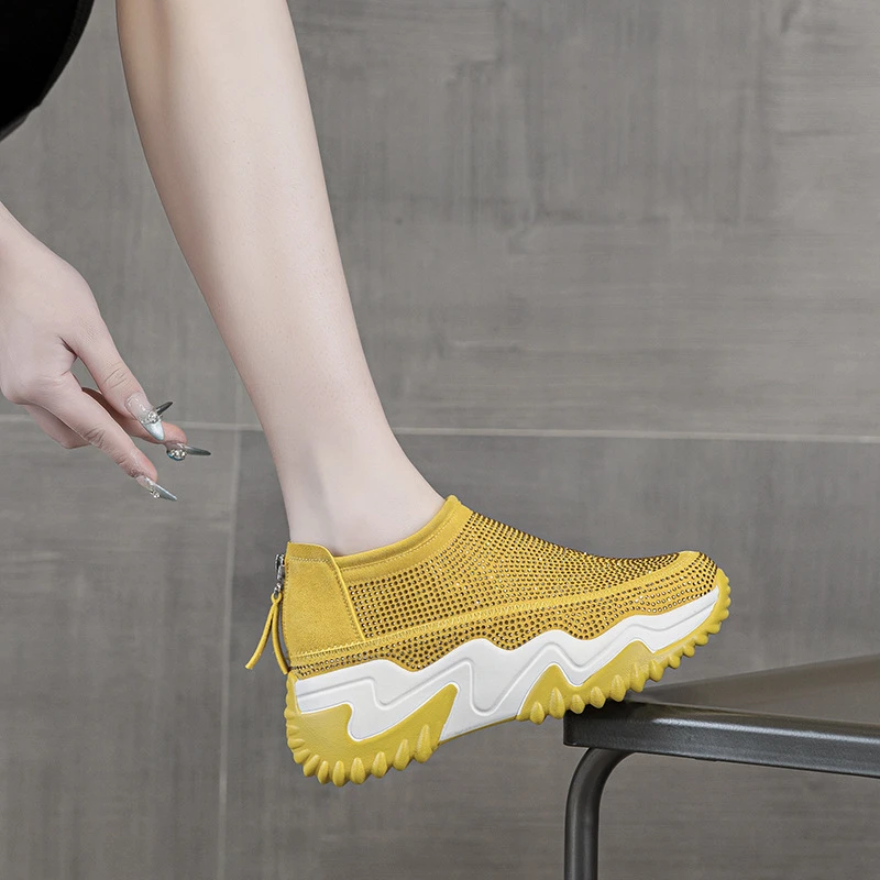 【6CM】2025夏新款外穿爆款厚底小个子包头凉鞋女增高休闲透气运动