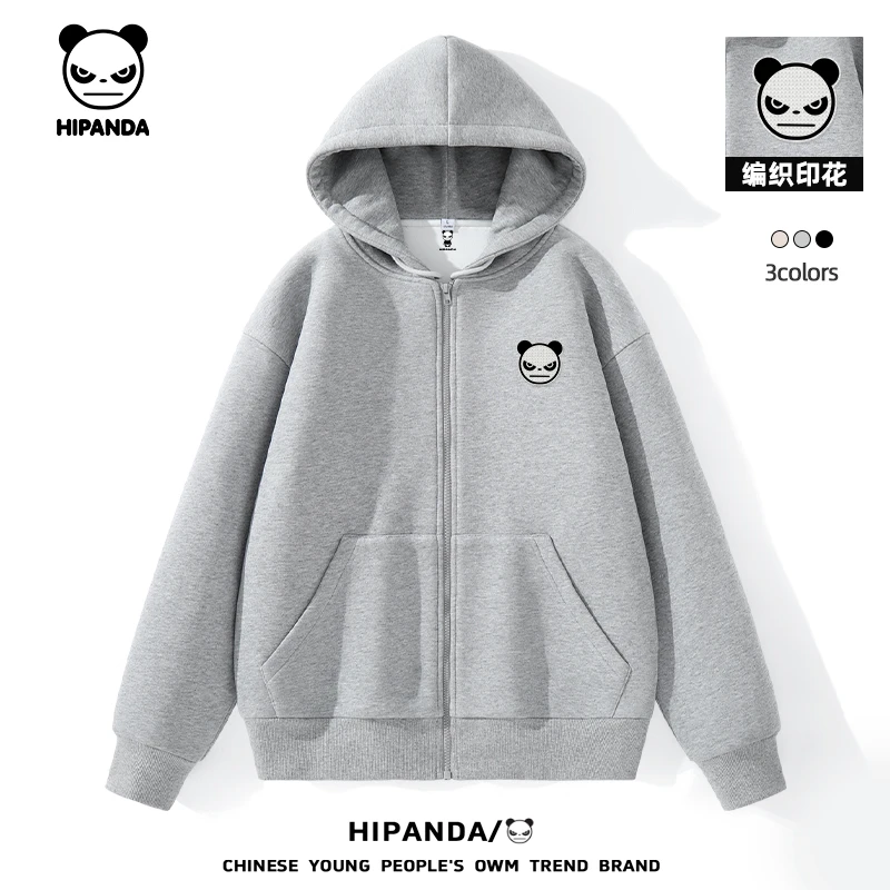 HiPanda潮牌cleanfit灰色连帽卫衣男女春秋美式休闲宽松情侣外套