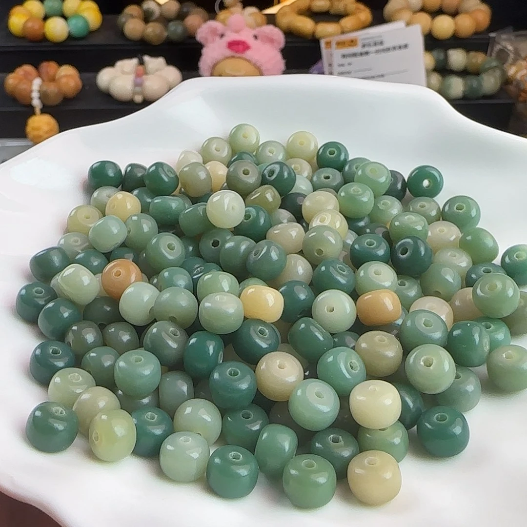 菩提根/象牙果手串微瑕卡8青缇绿桶100颗➕100颗