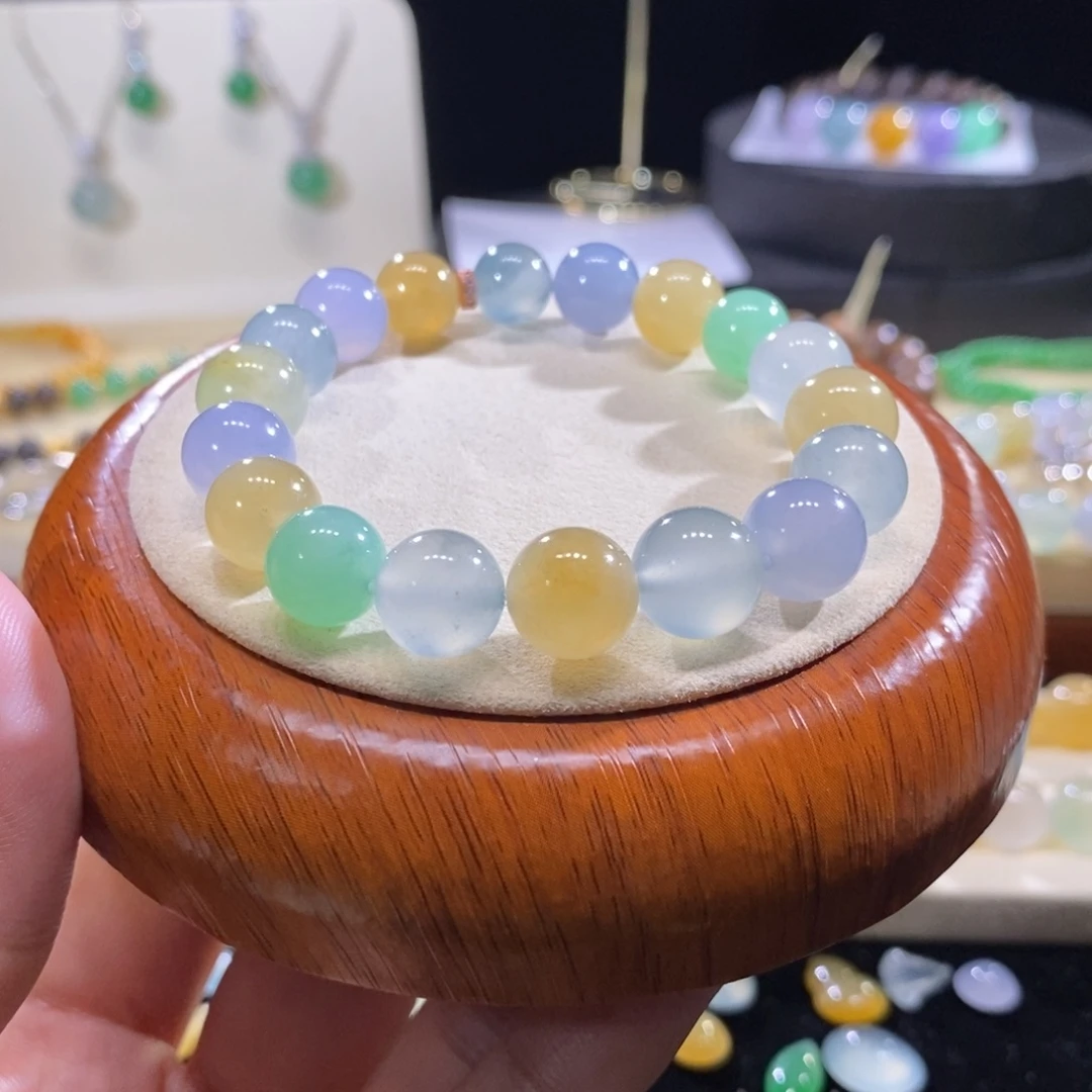 翡翠未镶嵌手串糖果色手串