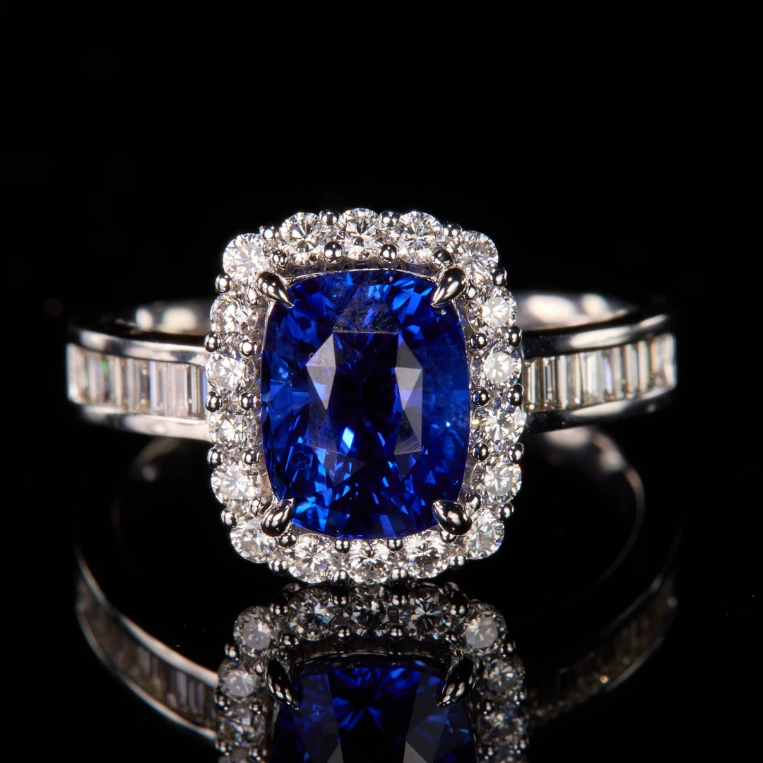 珠宝18K金天然蓝宝石戒指3.02ct/AIGS/皇家蓝/斯里兰卡