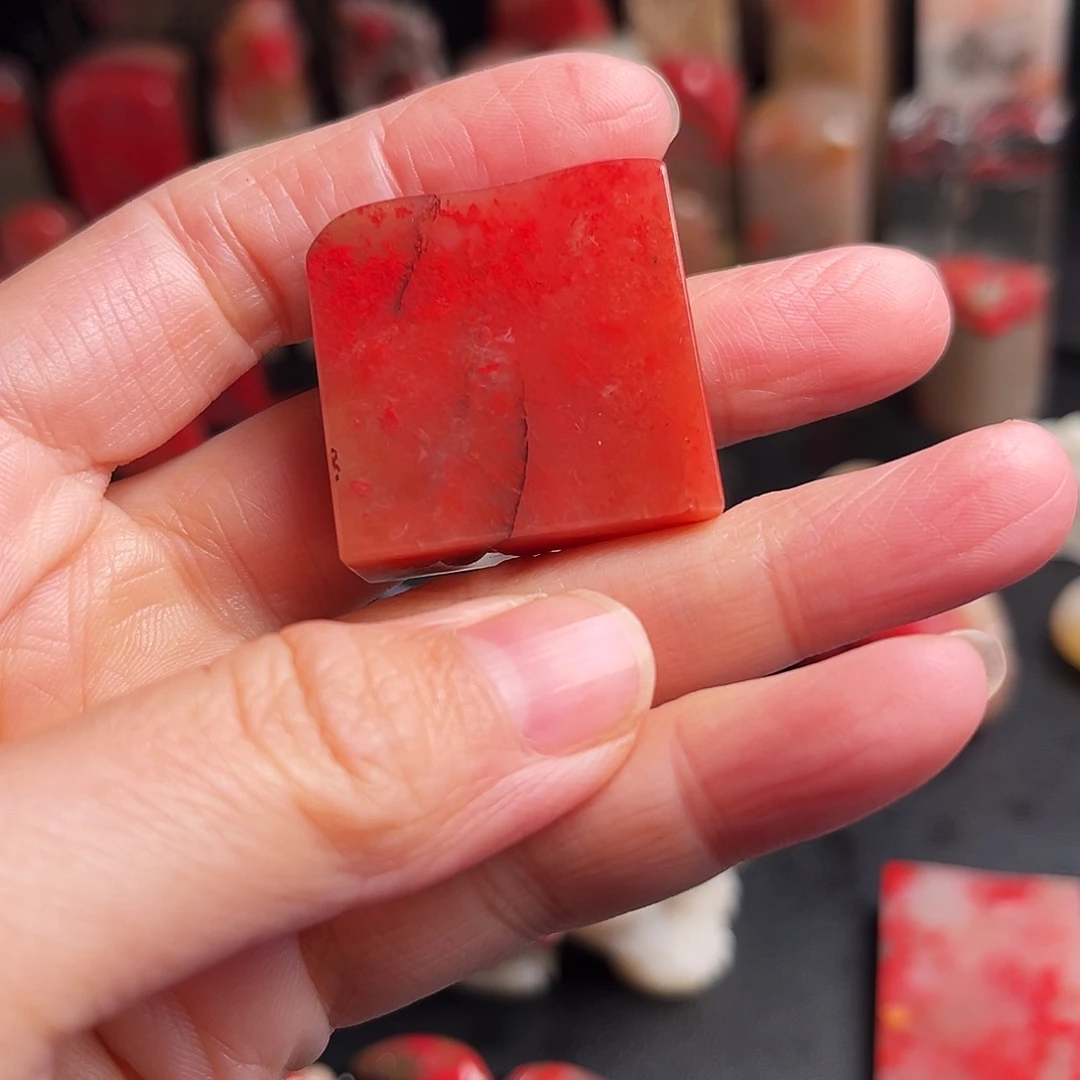 巴林石印石鸡血石扁章