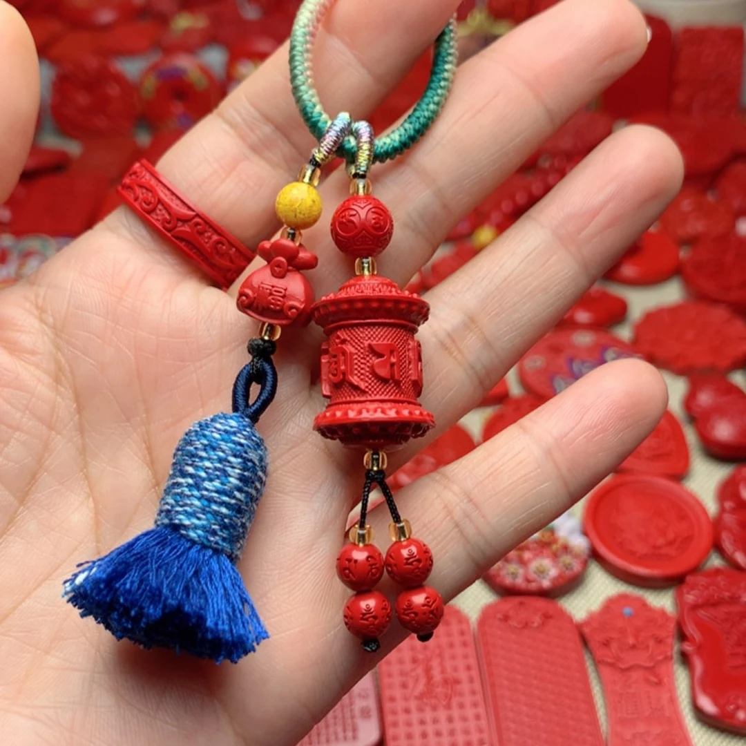 天然辰砂工艺品朱砂钥匙扣