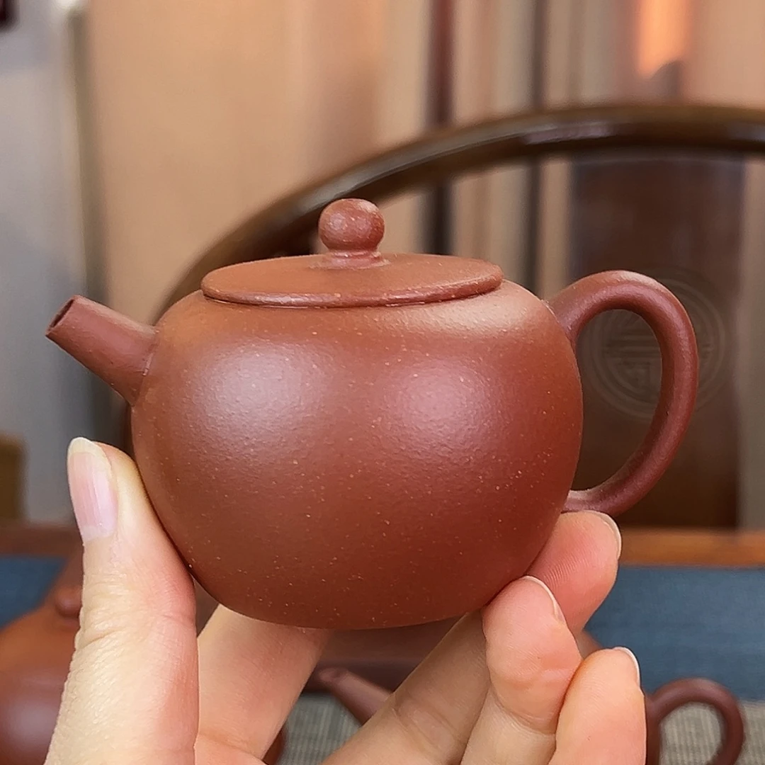 紫砂茶壶精品原矿 苹果汉瓦 红降坡泥 150cc