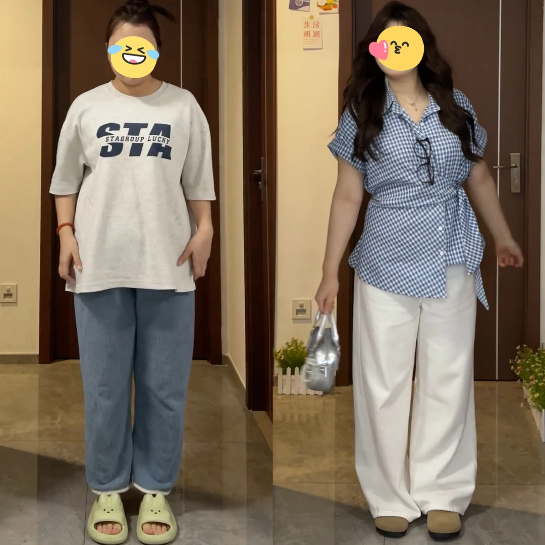 大码胖mm蓝色格子衬衫女2025夏季新款设计感小众绑带收腰遮肉上衣