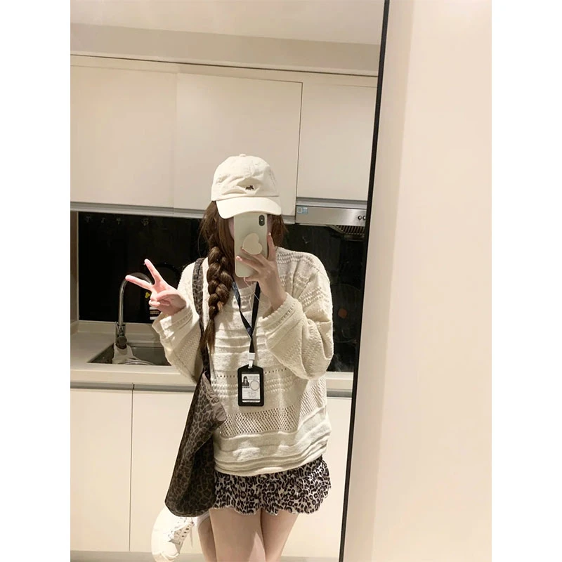 氛围感时尚套装2025秋冬休闲百搭针织长袖毛衣高腰豹纹半身裙短裙