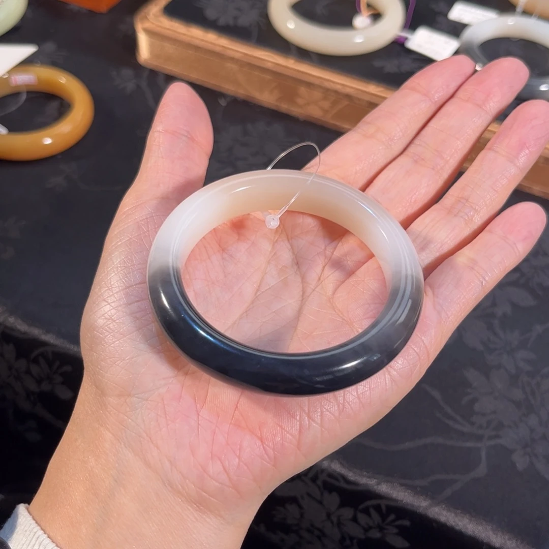 和田玉未镶嵌手镯  「紫粉白三色」D紫