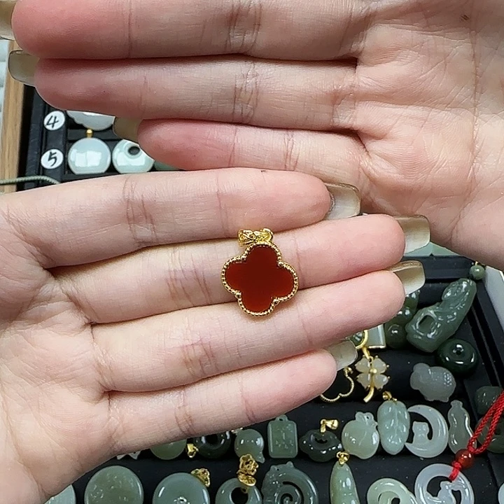 玛瑙颈饰银S925镶嵌加链子加皮绳