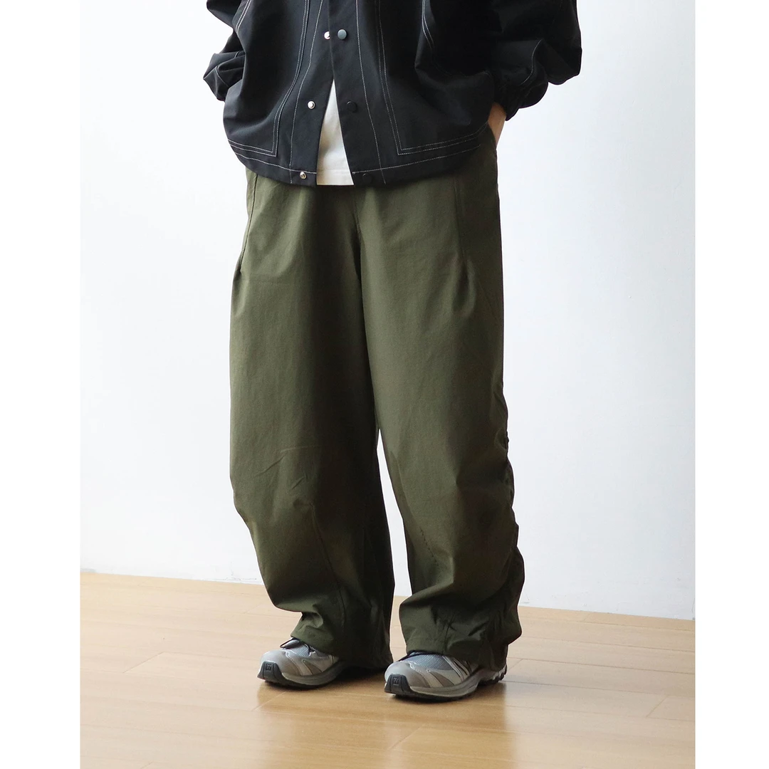 秋季日系复古速干伞兵裤男女款纯色宽松阔腿休闲裤工装百搭长裤