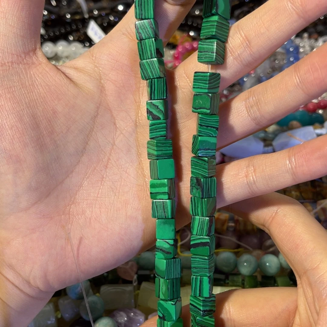 银S925镶嵌水晶手链孔雀石方糖卡8